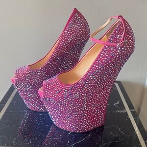 Giuseppe Zanotti Pink Rhinestone Platform Heels